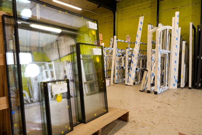 Aluminium and uPVC commercial window frames in the Leeds Glass workshop